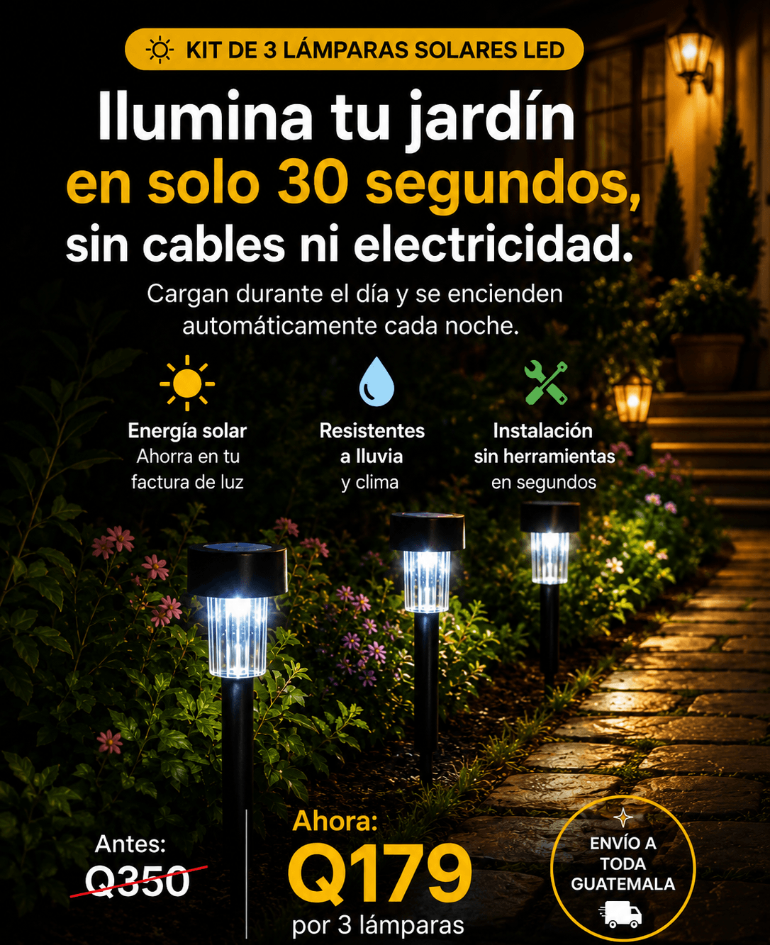 Kit 3x1 Lamparas Solares