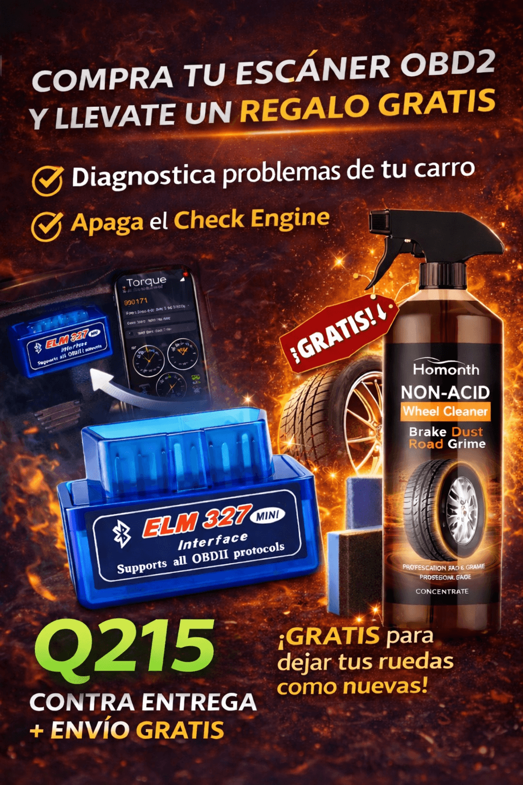 Scanner Automotriz + GRATIS Limpiador de Ruedas