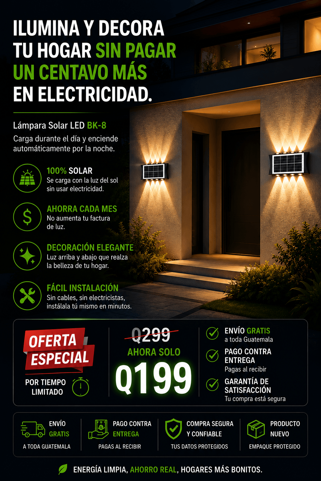 Lampara Solar de Pared